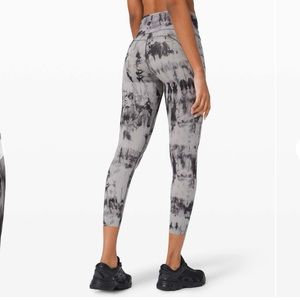 Lululemon Fast and Free Tight II 25" Game Day Dark Chrome Black Multi